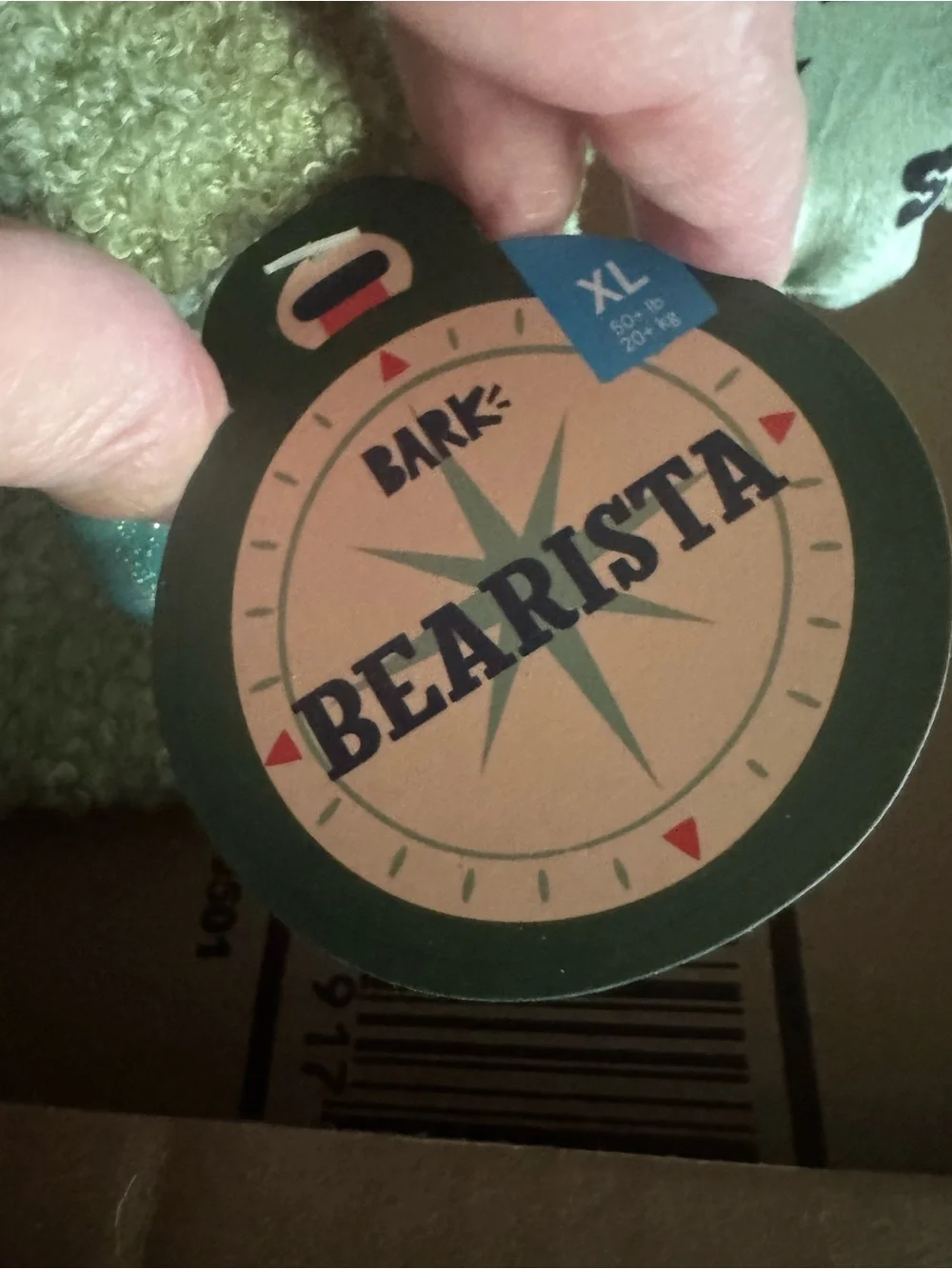 Bark Box XL Bearista death before decaf Giant dog toy NEW crinkle, squeak thrash